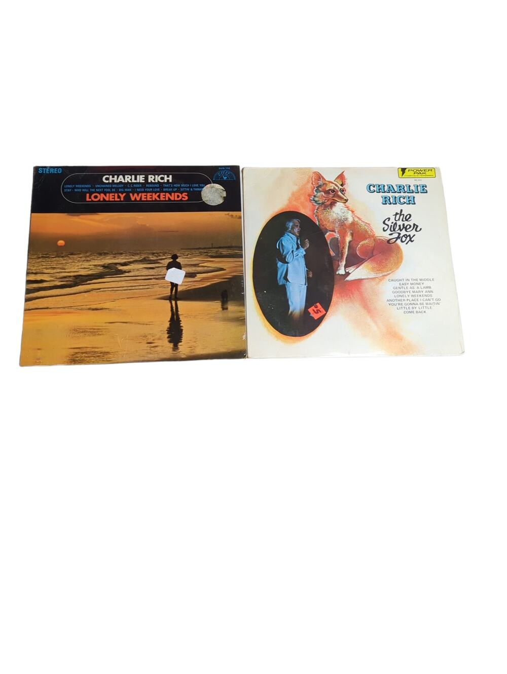 Vintage 2x Sealed Charlie Rich Vinyl Records The Silver Fox & Lonely Weekends